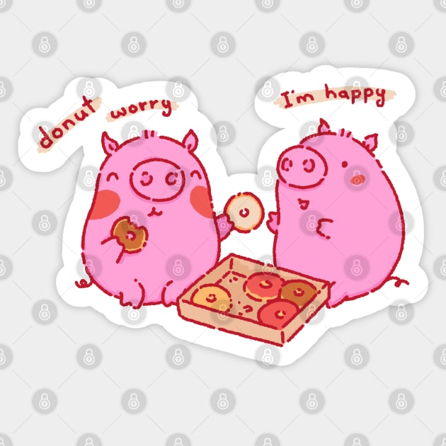 Donut worry be happy Sticker by Tinyarts